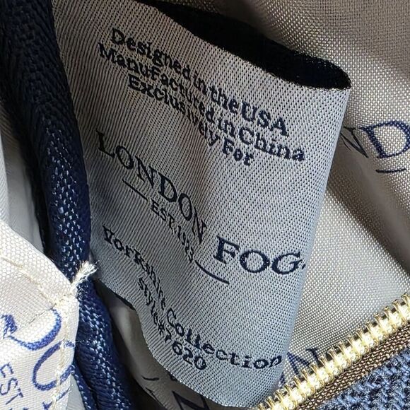 London Fog Yorkshire Large Satchel Bag Navy Blue New with Tags - Picture 13 of 13
